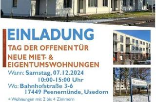 Sozialwohnungen mieten in Bahnhofstraße, 17449 Peenemünde, TAG DER OFFENEN TÜR **Samstag, 07.12, 10 - 15 Uhr** Erstbezug - 4-Raumwohnung mit WBS - 4 Personen