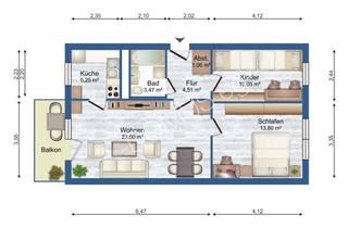 Wohnung mieten in 04626 Schmölln, Schmölln - Gemütliche 3-Zimmer-Wohnung im 1. Obergeschoss mit Balkon und Badewanne