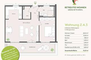 Wohnung kaufen in Am Schrankenbuckel 16, 68782 Brühl, BETREUTES WOHNEN: Sonnige 2-Zimmer-Dachgeschosswohnung