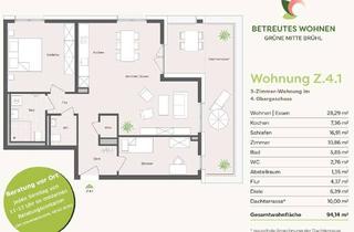 Wohnung kaufen in Am Schrankenbuckel 16, 68782 Brühl, BETREUTES WOHNEN: 3-Zimmerwohnung mit 22 m² Dachterrasse