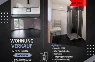 Wohnung kaufen in Karlstr. 35/4, 73312 Geislingen, Moderne 2-Zimmerwohnung mit Balkon, Tiefgarage & Einbauküche – Neubau in Geislingen (60,28 m²)