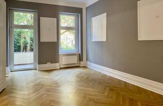 Gewerbeimmobilie mieten in Kellerstraße, 12167 Berlin, Büro-/Praxisräume, 3 Zimmer, Bad, Teeküche, Balkon und Terrasse, Altbau: Parkett, Stuck