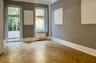 Büro zu mieten in Kellerstraße, 12167 Steglitz, Büro-/Praxisräume, 3 Zimmer, Bad, Teeküche, Balkon und Terrasse, Altbau: Parkett, Stuck