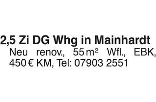 Wohnung mieten in 74535 Mainhardt, 2,5 Zi DG Whg in Mainhardt