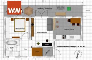 Wohnung mieten in 01561 Lampertswalde, 2-Raum-Wohnung mit Balkon und Gartennutzung - Heizung mit erneuerbarer Energie