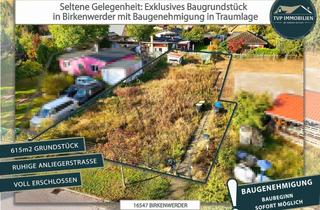 Grundstück zu kaufen in Schwäbische Straße 14a, 16547 Birkenwerder, Baubeginn ⚒️ sofort möglich - 615m2 Baugrundstück in Birkenwerder mit Baugenehmigung in Traumlage