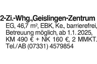 Wohnung mieten in 73312 Geislingen, 2-Zi-Whg