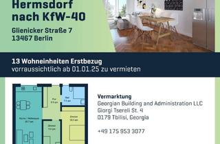 Wohnung mieten in Glienicker Straße, 13467 Hermsdorf, Erstbezug mit Balkon oder Garten und EBK: Stilvolle 3-Zimmer-Wohnung mit geh. Innenausstattung