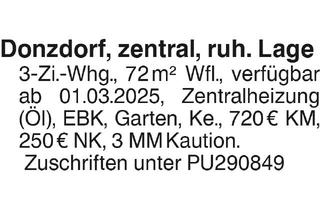 Wohnung mieten in 73072 Donzdorf, Donzdorf, zentral, ruh. Lage