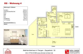 Wohnung mieten in Zeppelinstr. 10, 79761 Waldshut-Tiengen, Erstbezug Tiengen-3,5 Zi. Erdgeschosswohnung mit Terrasse ca. 102 m² in toller Lage zum 1.7.25 zu v